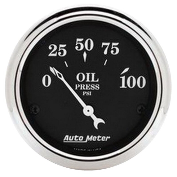 Picture of Autometer 2 1/16in 100PSI Old Tyme Black Electric Oil Pressure Gauge