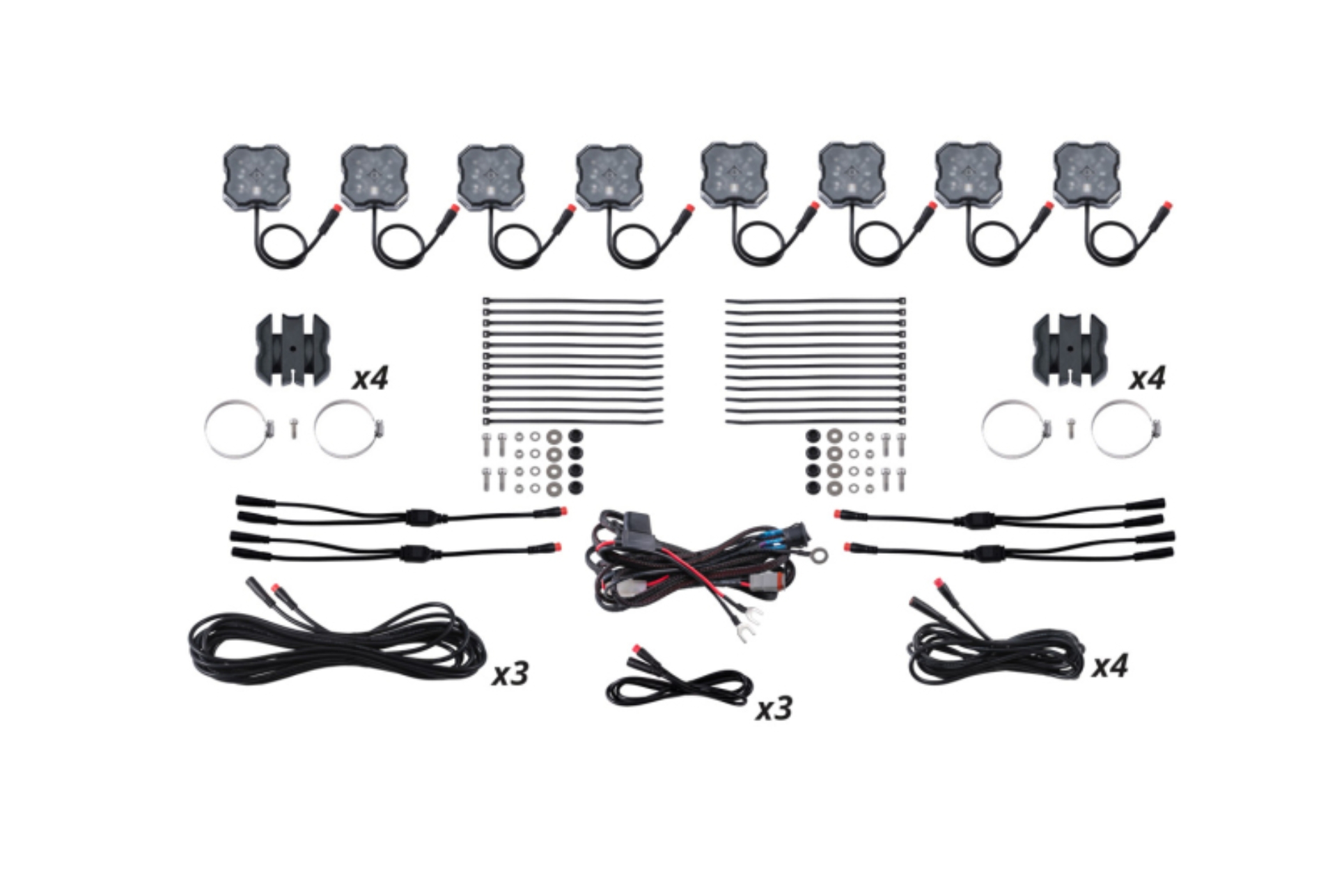 Picture of Diode Dynamics Stage Series SXS Rock Light Installer Kit - RGBW M8 (8-pack)