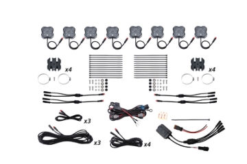 Picture of Diode Dynamics Stage Series SXS Rock Light Installer Kit - RGBW M8 w/Controller (8-pack)