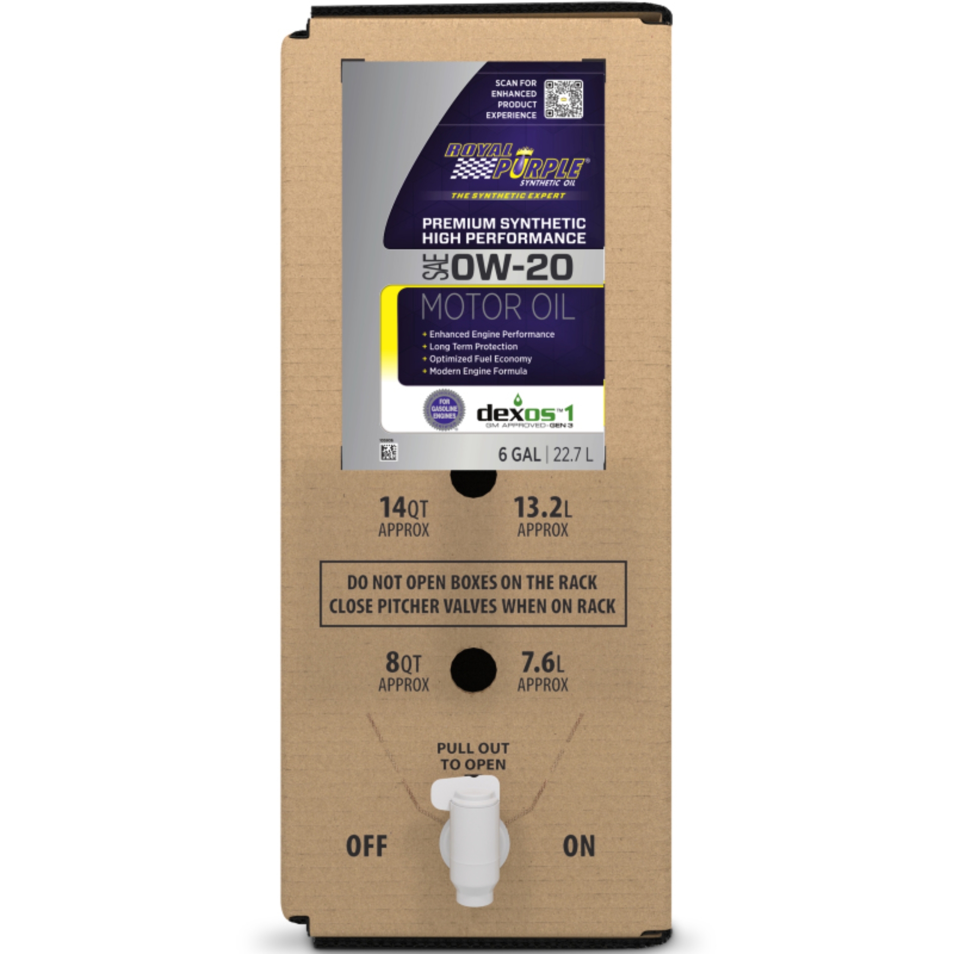 Picture of Royal Purple Premium Synthetic High Performance Multi-Grade 0W20 Motor Oil - 6 Gallon Bag-In-Box