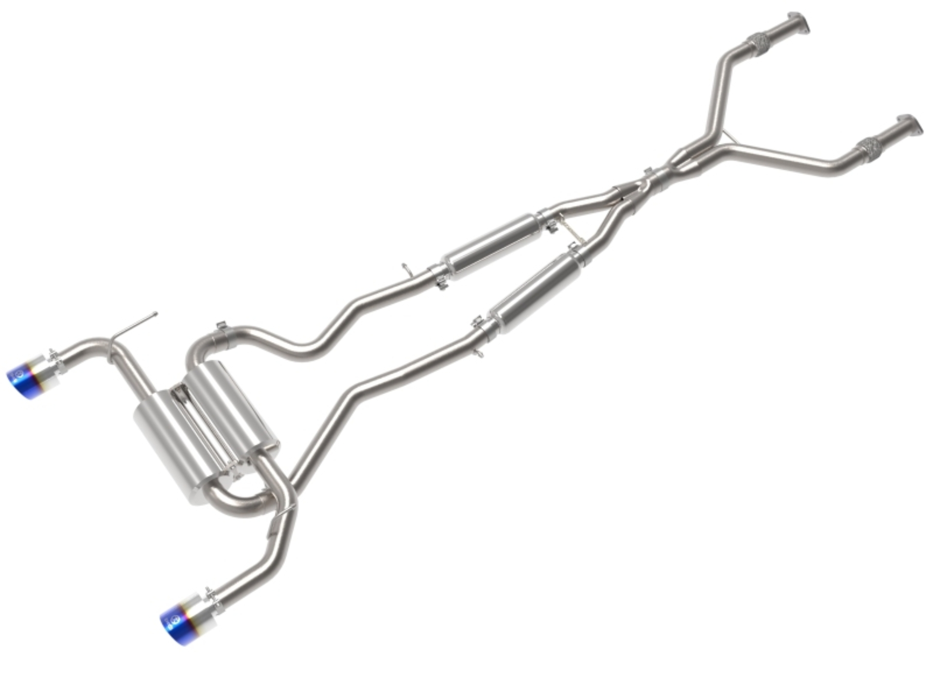 Picture of aFe 14-15 Infiniti Q50 V6 3.7L Takeda 2-1/2in 304 SS Cat-Back Exhaust System w/ Blue Flame Tips