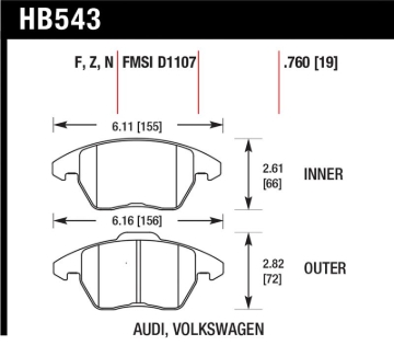 Picture of Hawk Audi A3 Quattro / VW EOS / Golf / Jetta / Passat / Rabbit HPS Front Brake Pads