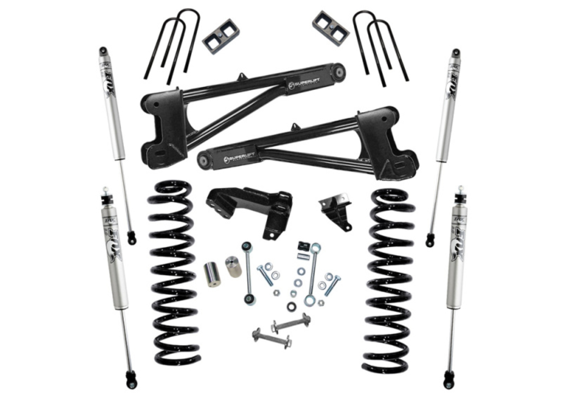 Picture of Superlift 08-10 Ford F-250 SuperDuty 4WD Diesel 4in Lift Kit w/ Repl Radius Arms/Fox 2.0 Shocks