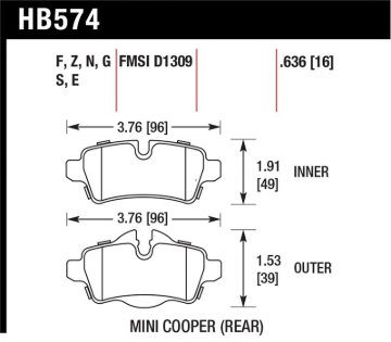 Picture of Hawk 07+ Mini Cooper HP+ Street Rear Brake Pads