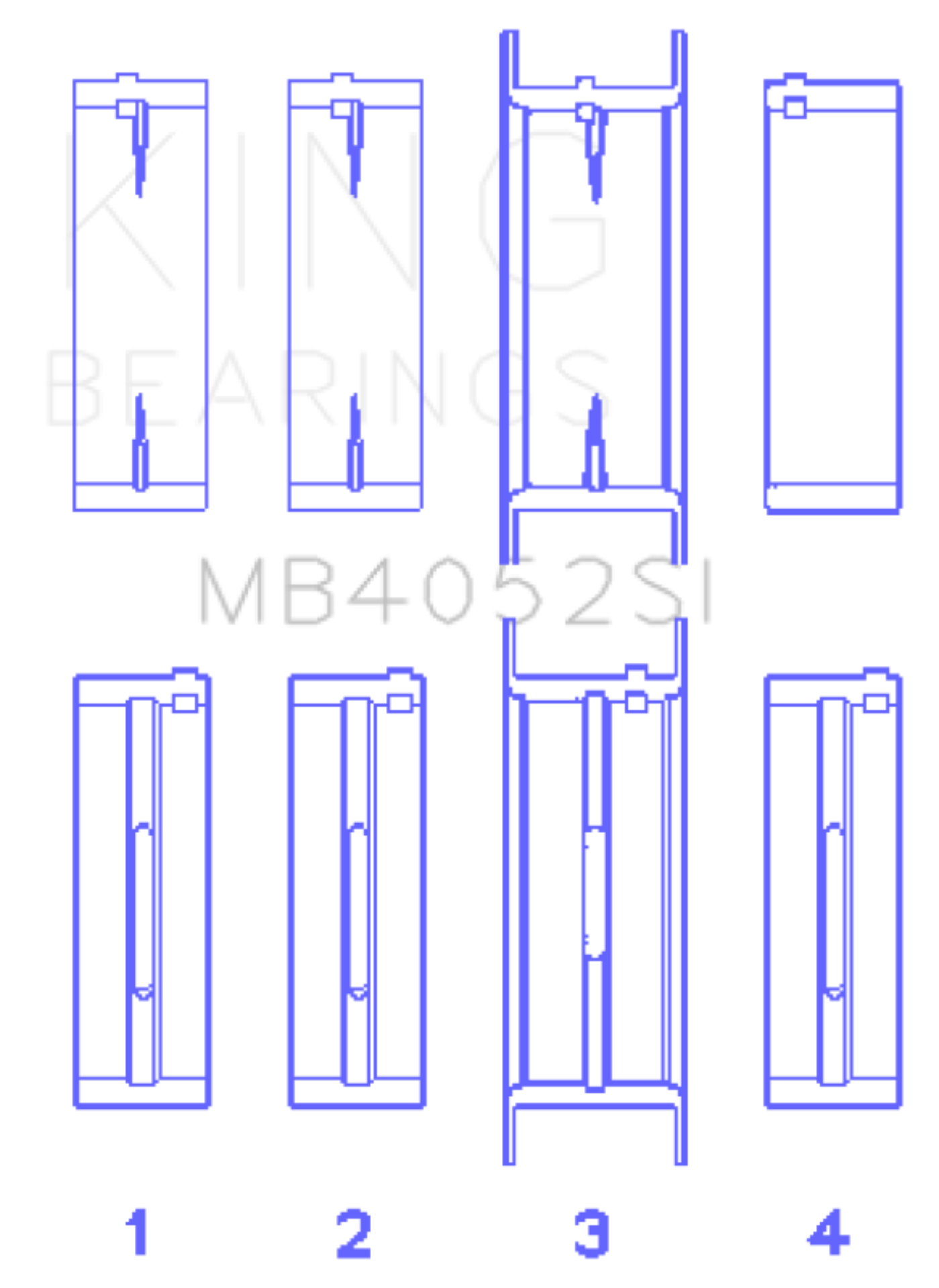 Picture of King Engine Bearings Ford 232 (3.8L) (Size +0.25mm) Main Bearing Set