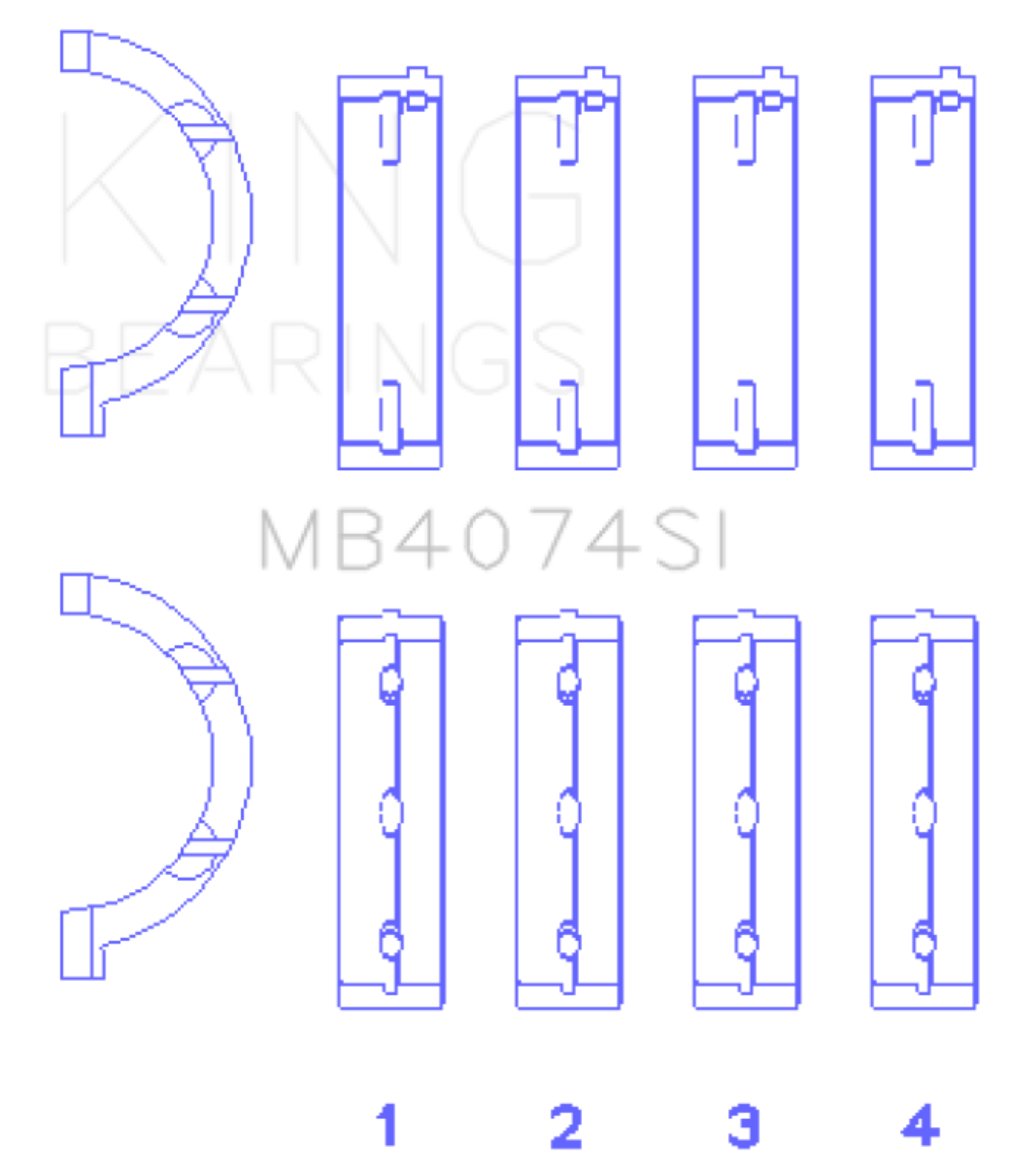 Picture of King Engine Bearings Chrysler 2.7L (Size +1.0mm) Main Bearing Set