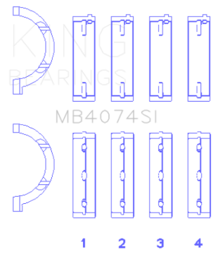 Picture of King Engine Bearings Chrysler 2.7L (Size +1.0mm) Main Bearing Set