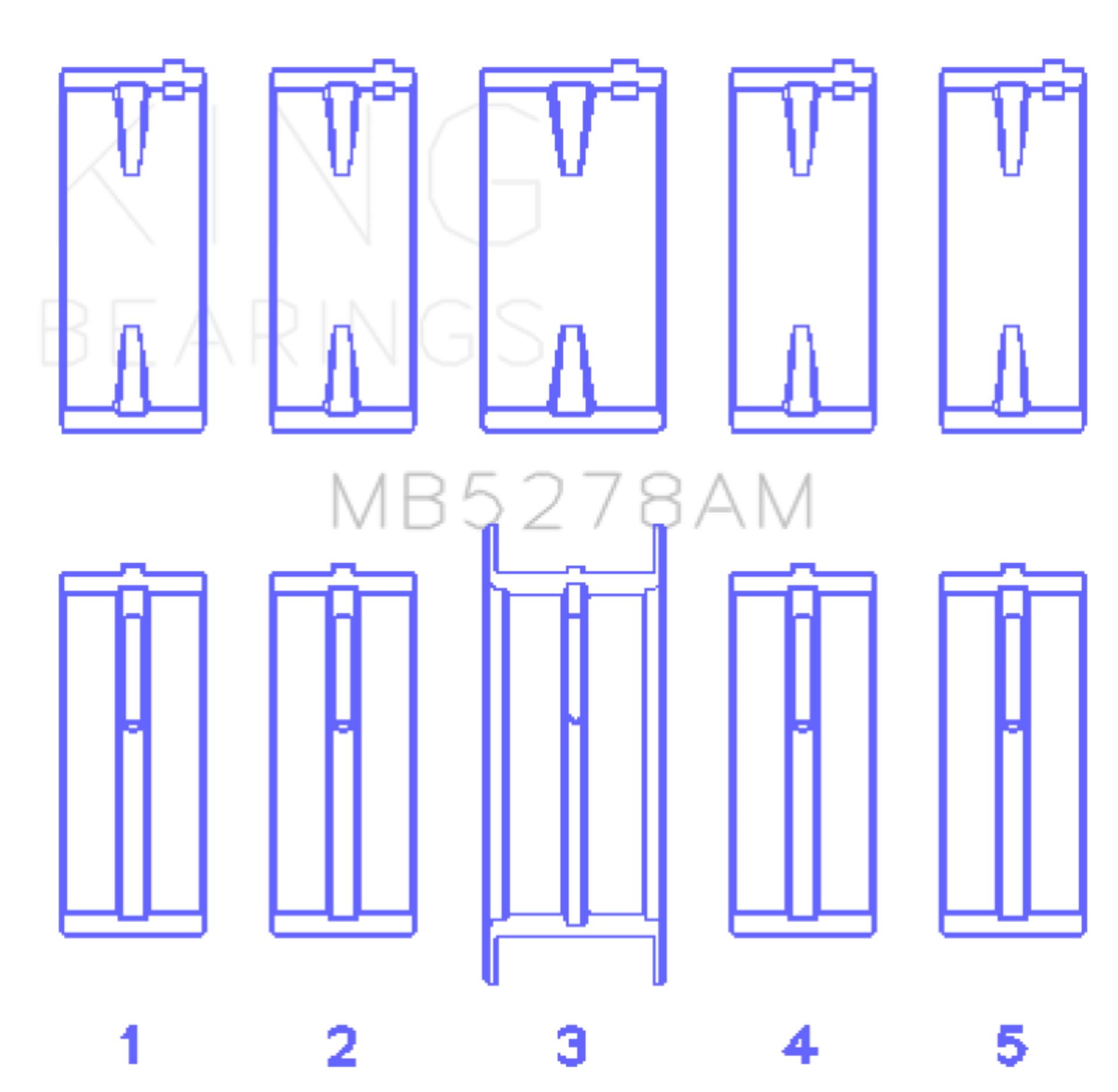 Picture of King Engine Bearings Ford 140Ci /2.3Liter/L4 (Size +1.0mm) Main Bearing Set