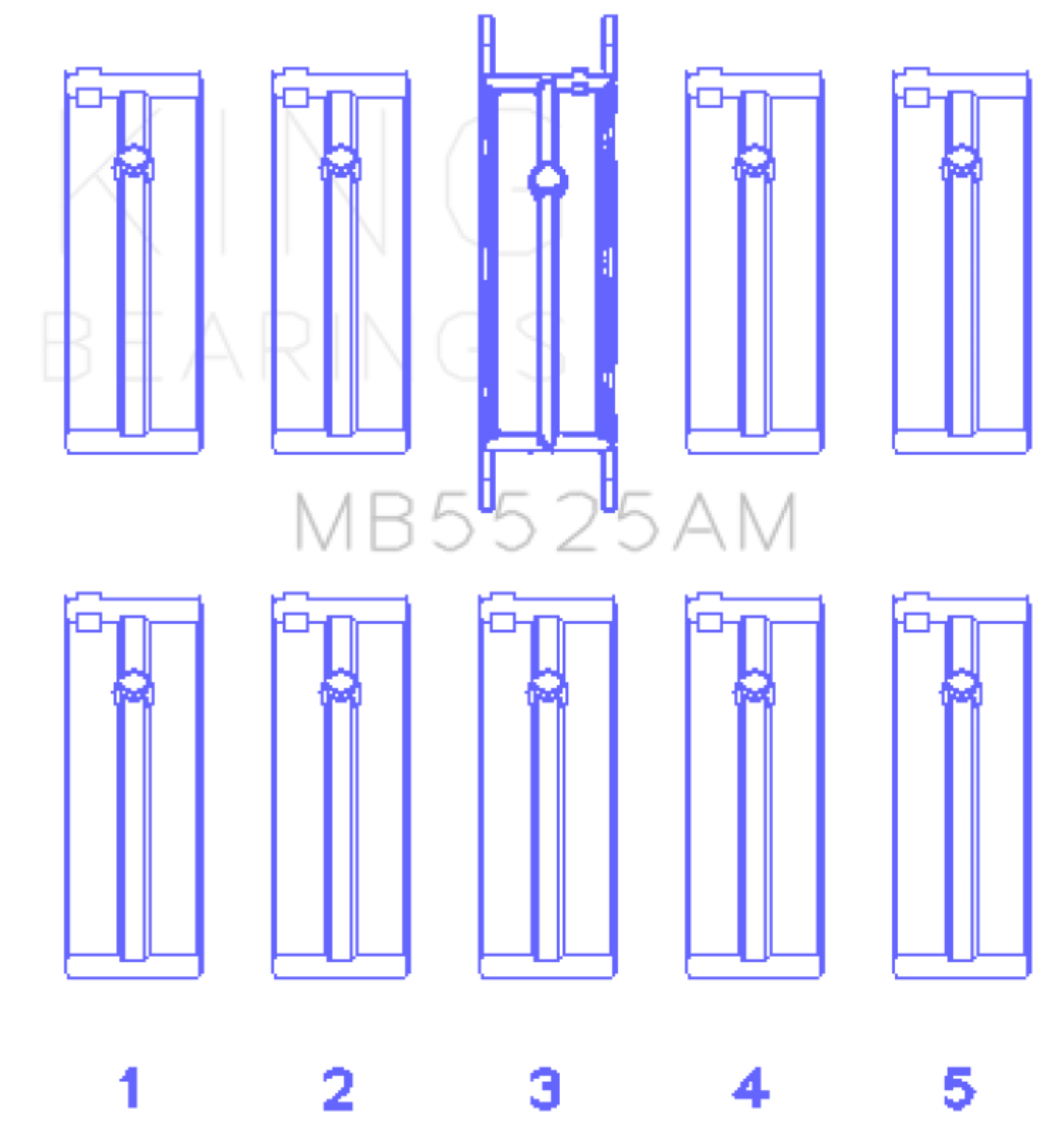 Picture of King Engine Bearings Ford 98Ci 1.6L 8V (Size +0.25mm) Main Bearing Set