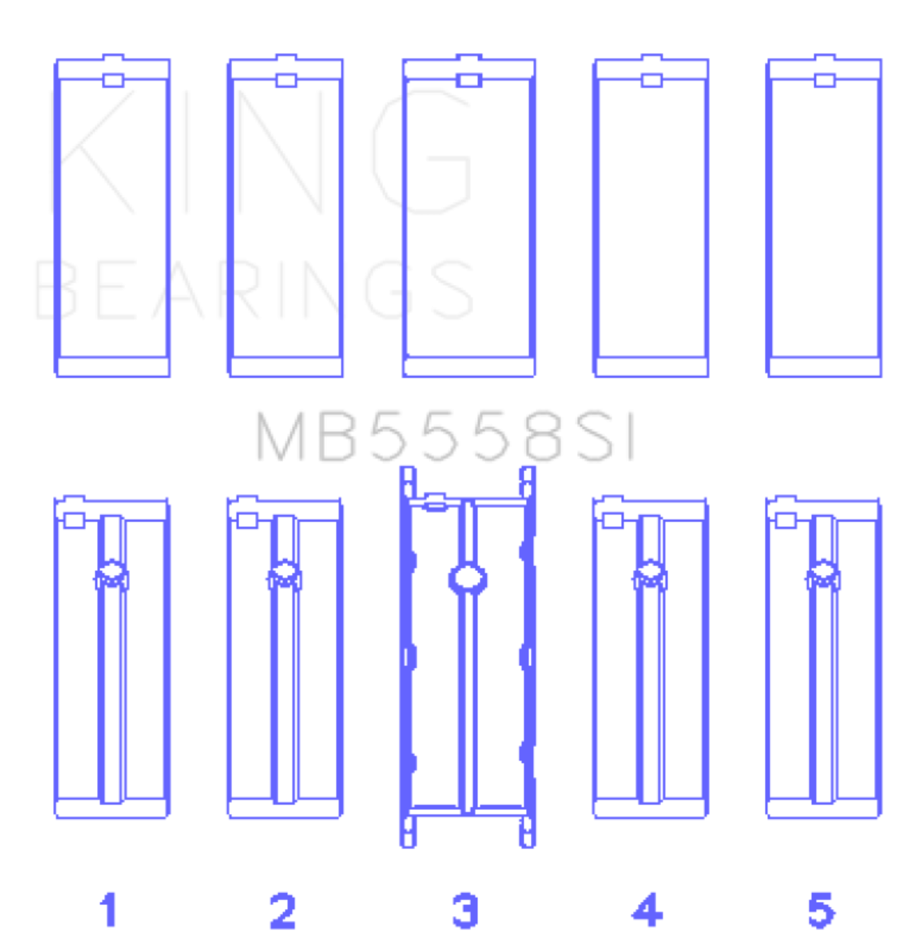 Picture of King Engine Bearings Ford R6A/114Ci 1.9L/121Ci 2.0L (Size +1.0mm) Main Bearing Set