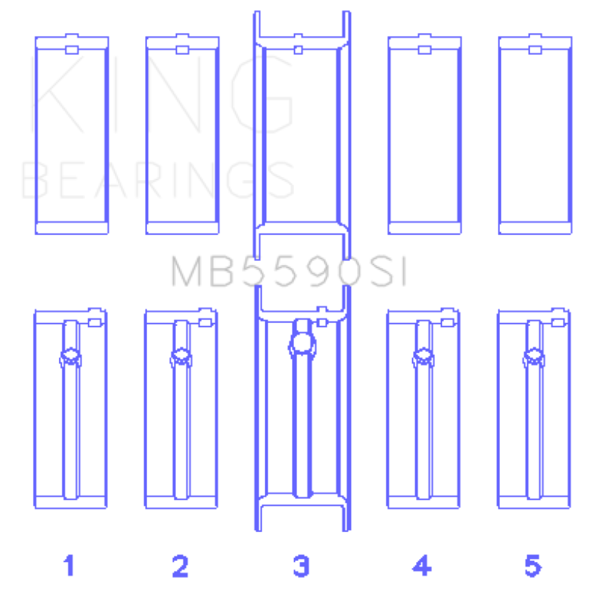 Picture of King Engine Bearings General Motors L40/Ld2/Lf0 2.3L (Size +0.50mm) Main Bearing Set