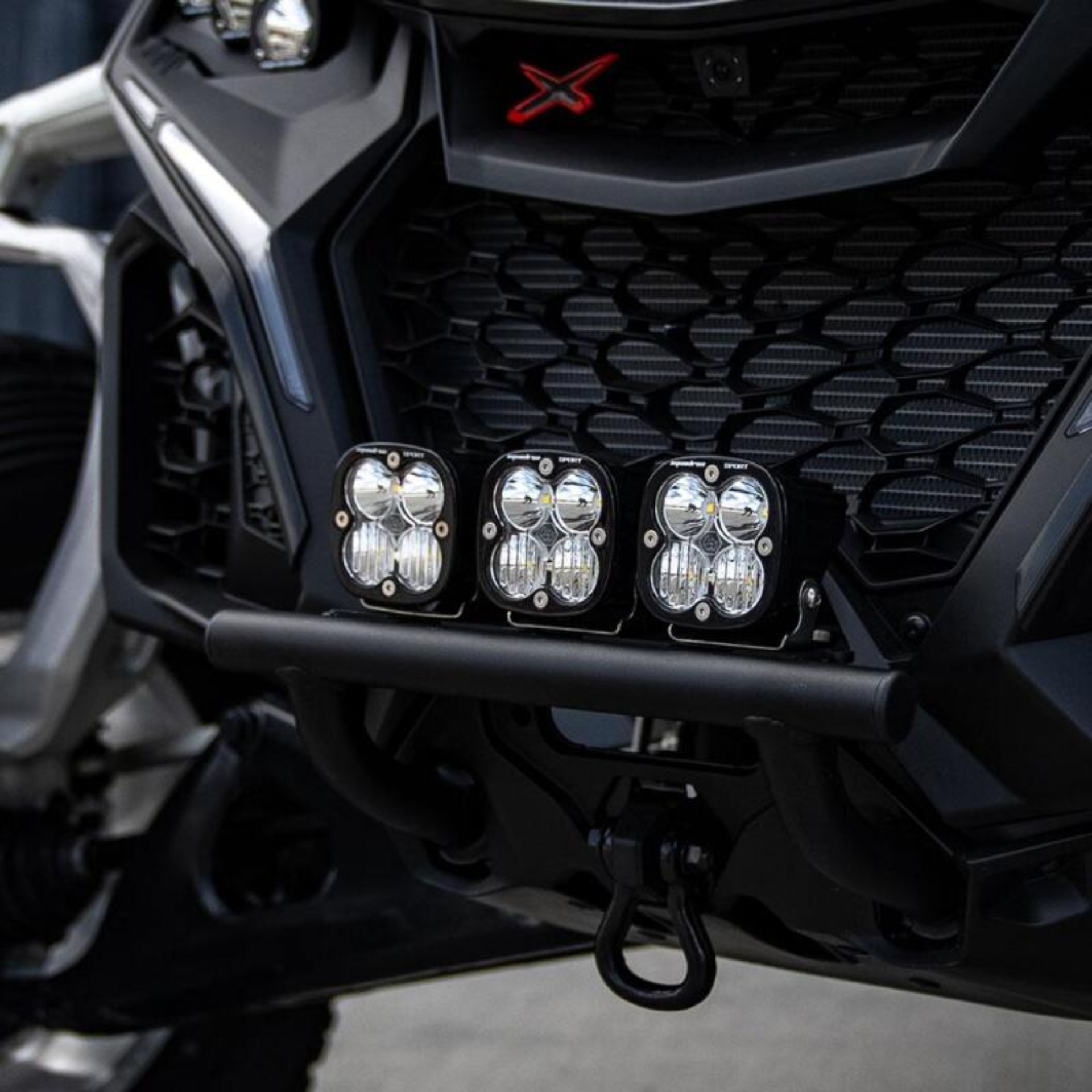 Picture of Baja Designs 2024+ Can-Am Maverick R Squadron Sport Push Bar Bumper Kit - Clear