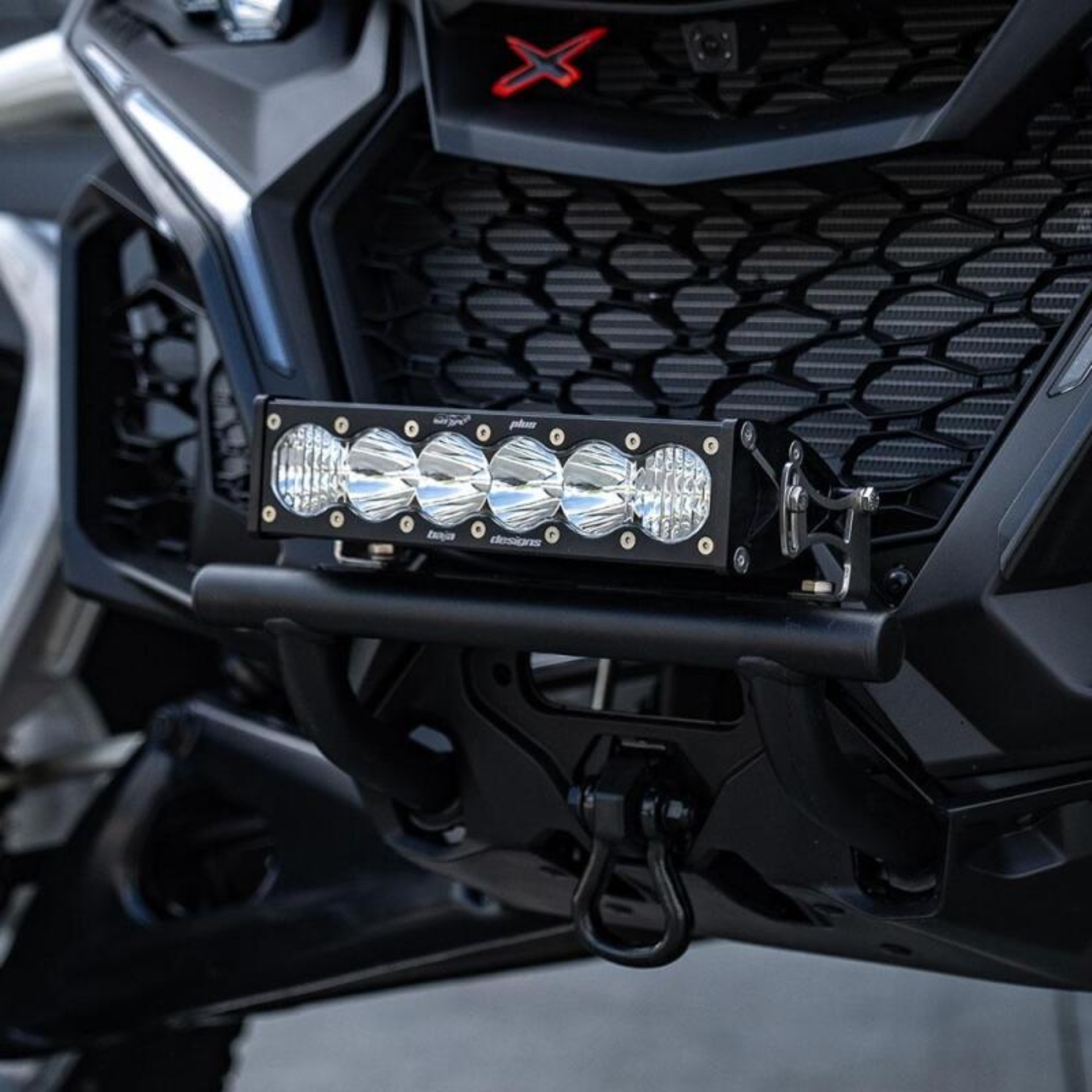 Picture of Baja Designs 2024+ Can-Am Maverick R 10in OnX6+ Push Bar Bumper Kit - Clear