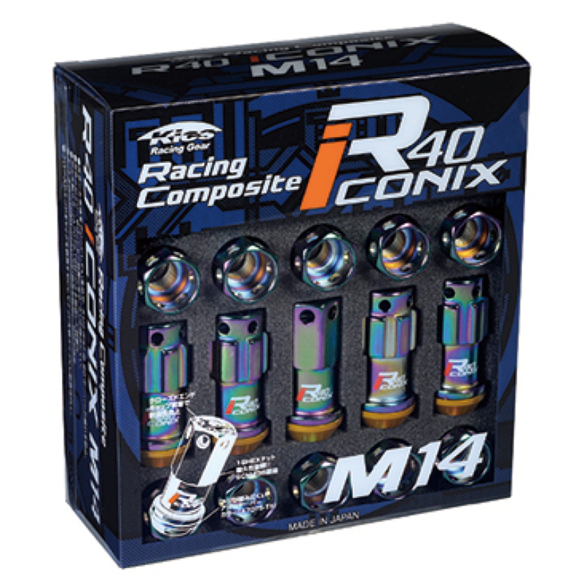 Picture of Project Kics 14X1.50 Neochrome R40 Iconix Lug Nuts (Red Cap) - Set of 16+4 Locks
