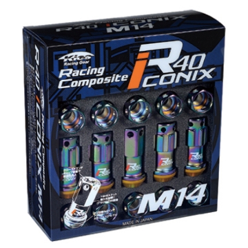 Picture of Project Kics 14X1.50 Neochrome R40 Iconix Lug Nuts (Red Cap) - Set of 16+4 Locks
