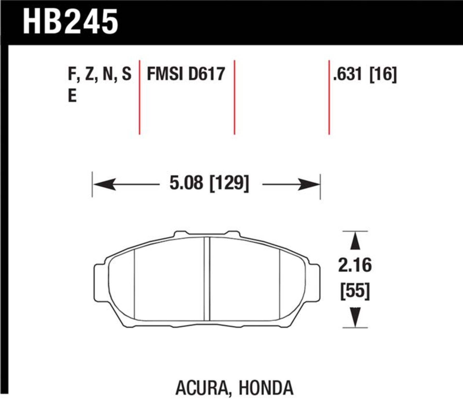 Picture of Hawk 94-01 Acura Integra (excl Type R)  HPS Street Front Brake Pads