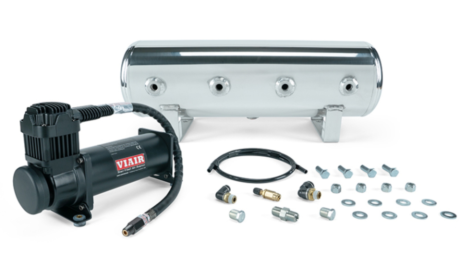 Picture of Air Lift 2.5 Gal. Polished Tank w/ Viair 444b Blk Compressor (Incl. Fittings & Mounting Hardware)