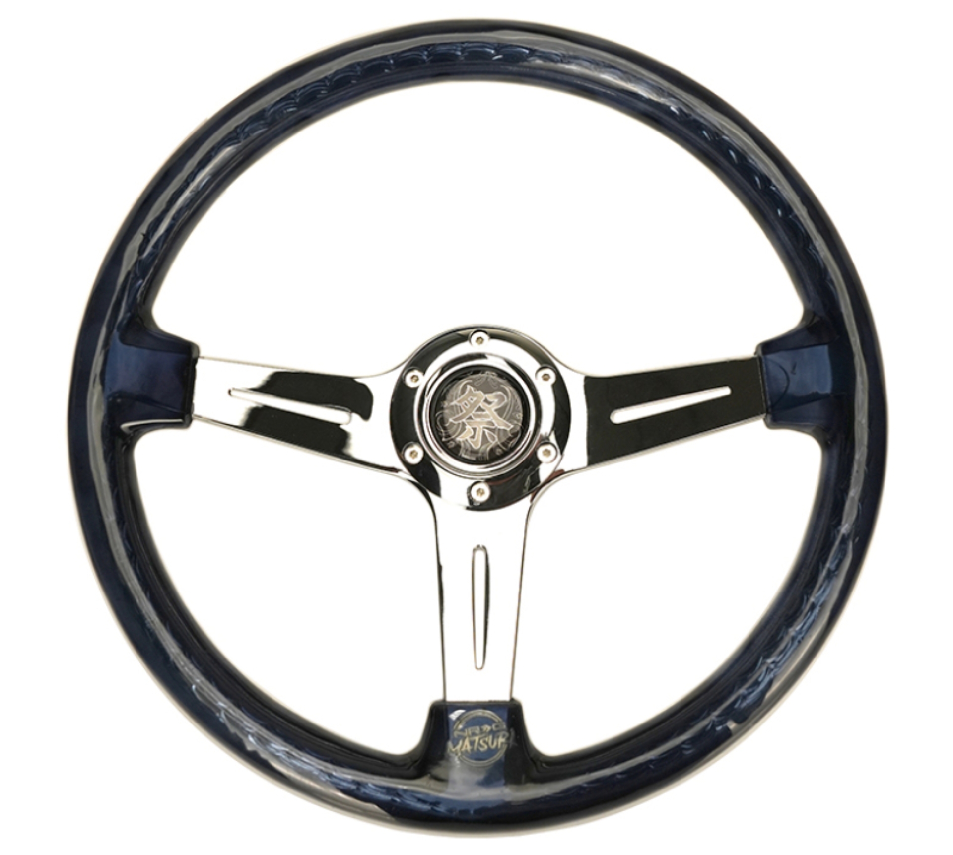 Picture of NRG Reinforced Steering Wheel (350mm / 2in. Deep) Matsuri Clear Acrylic w/ NeoChrome Spoke