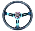 Picture of NRG Reinforced Steering Wheel (350mm / 2in. Deep) Matsuri Smoke Clear Acrylic w/ Neochrome Spoke