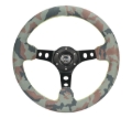 Picture of NRG Reinforced Steering Wheel (320mm) Sport/Suede Steering Wheel w/ Camo Pattern & Green Stitching