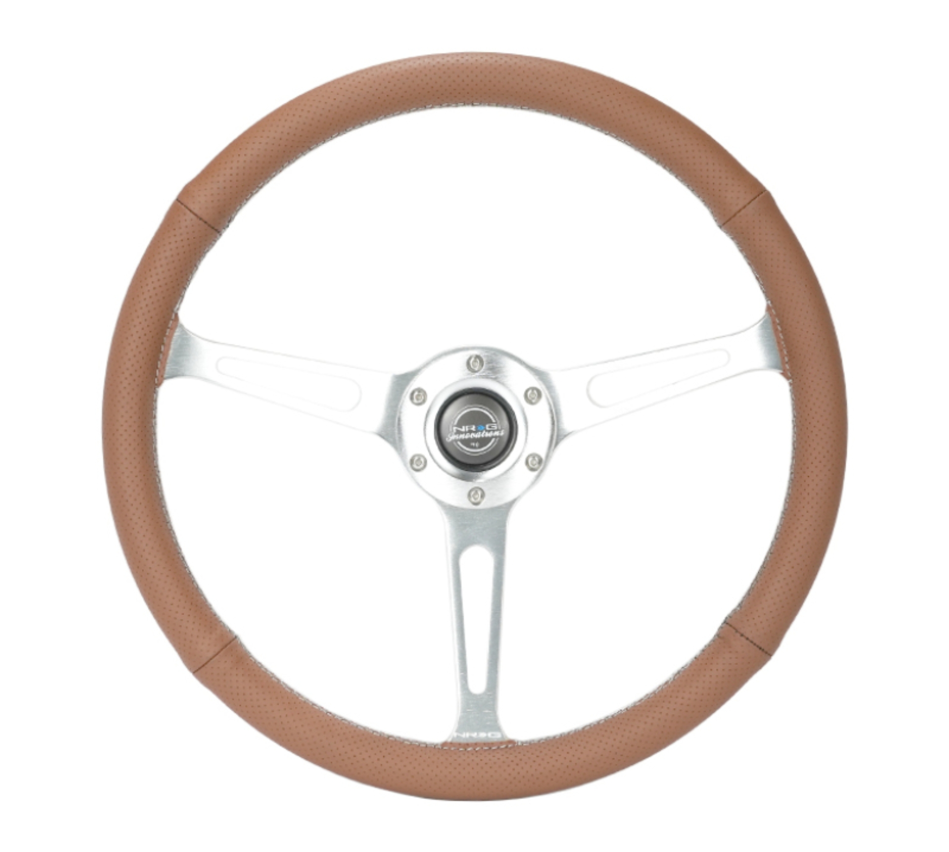 Picture of NRG Reinforced Steering Wheel (380mm/1in. Deep) Perforated Brown Leather