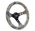 Picture of NRG Reinforced Steering Wheel (320mm) Sport/Suede Steering Wheel w/ Camo Pattern & Green Stitching