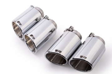 Picture of Remus Stainless Steel 102mm Angled/Angled Rolled Edge Chrome Tail Pipe Set (Quad Tips)