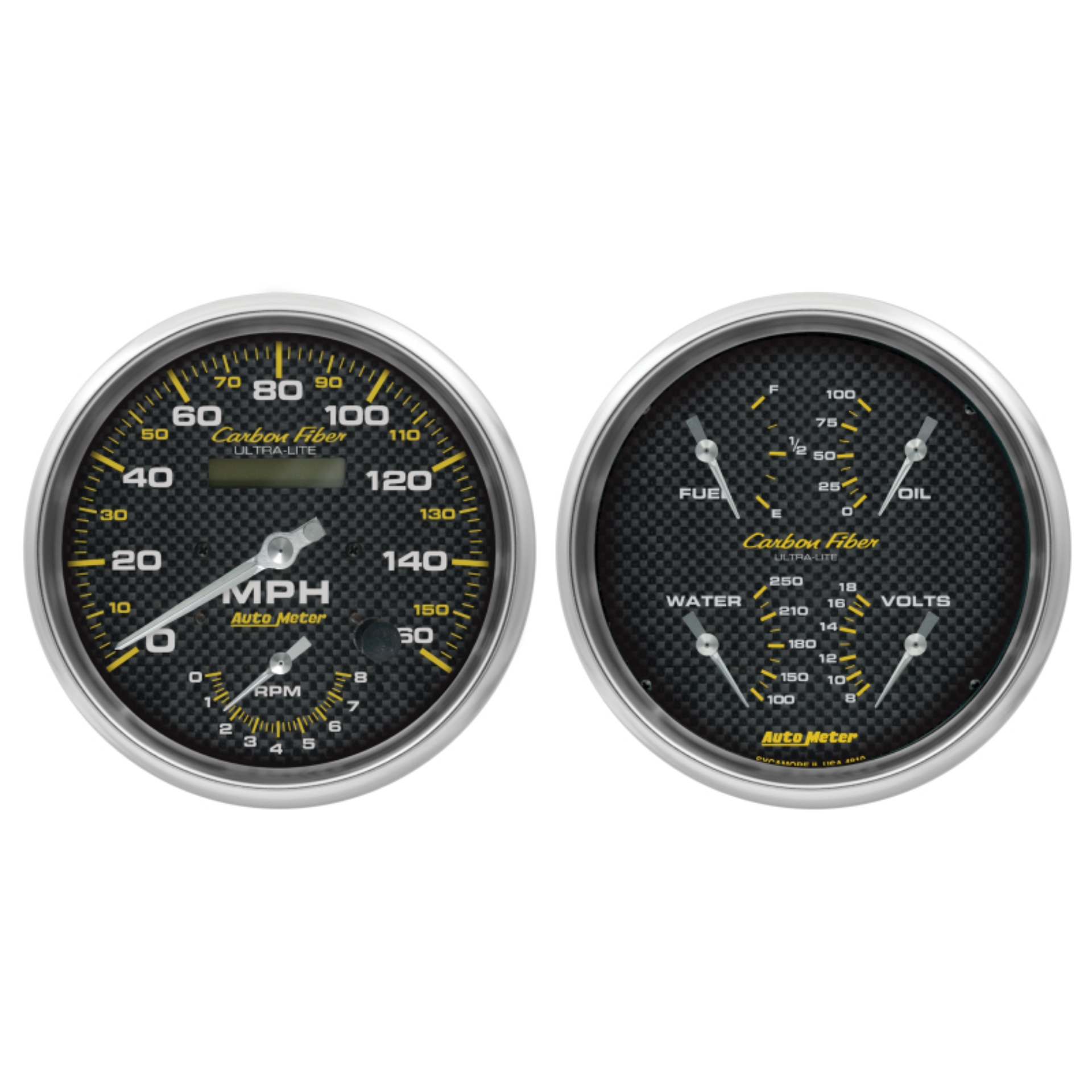 Picture of Autometer Carbon Fiber Gauge Kit 2pc Quad & Tach/Speedo 5in.