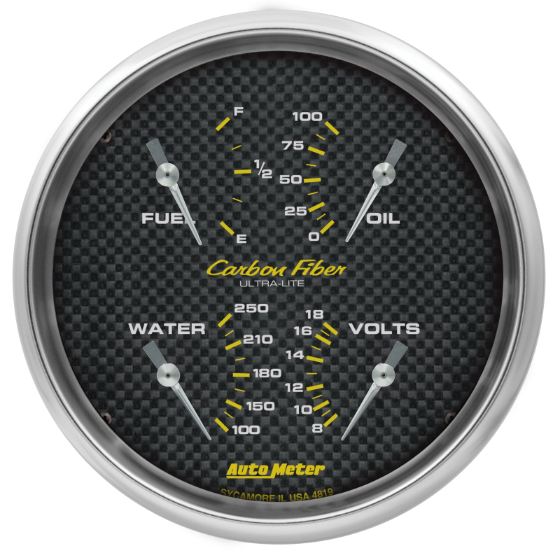 Picture of AutoMeter Carbon Fiber Quad Gauge 5in. 0 Ohm (E) - 90 Ohm (F) Electric