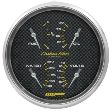 Picture of AutoMeter Carbon Fiber Quad Gauge 5in. 0 Ohm (E) - 90 Ohm (F) Electric