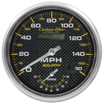 Picture of AutoMeter 160mph & 8k RPM Electric Program 5in. Carbon Fiber Gauge Tach/Speedo
