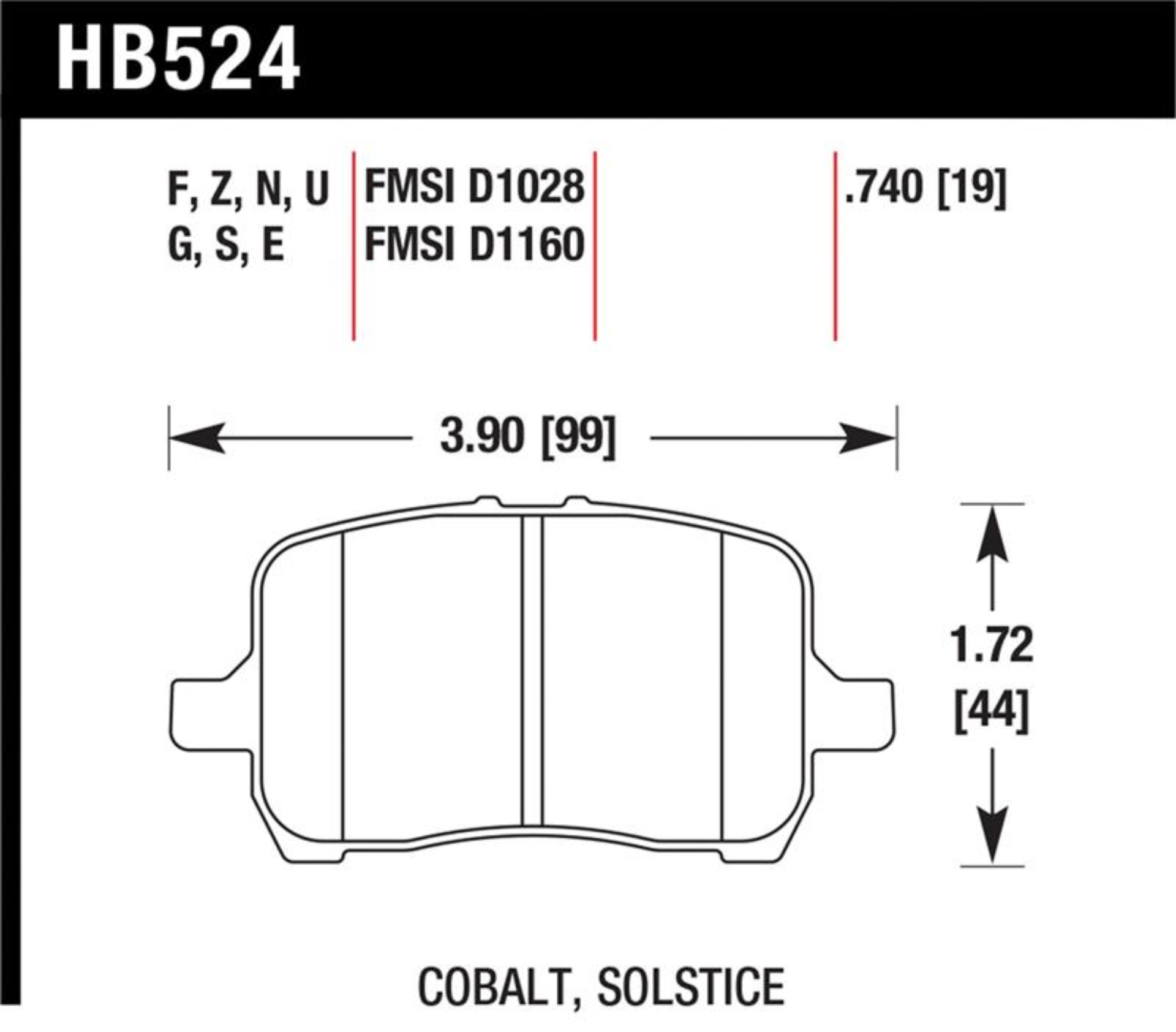 Picture of Hawk Performance HAWK HPS Brake Pad Sets - HB524F.740