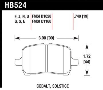 Picture of Hawk 05-07 Cobalt SS / 08-09 HHR / 04+ Malibu / 07A+ G5 GT / 06+ G6 / HPS Street Front Brake Pads