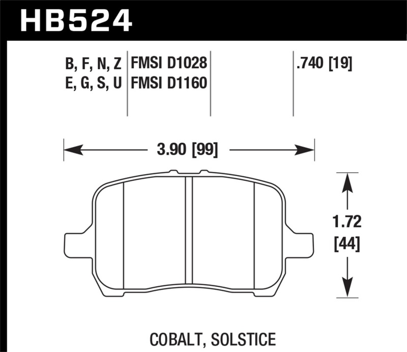 Picture of Hawk 05-07 Cobalt SS / 08-09 HHR / 04+ Malibu / 07A+ G5 GT / 06+ G6 / HPS Street Front Brake Pads