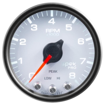 Picture of Autometer Spek-Pro 2 1/16in 100PSI Stepper Motor W/Peak & Warn White/Black Boost Gauge