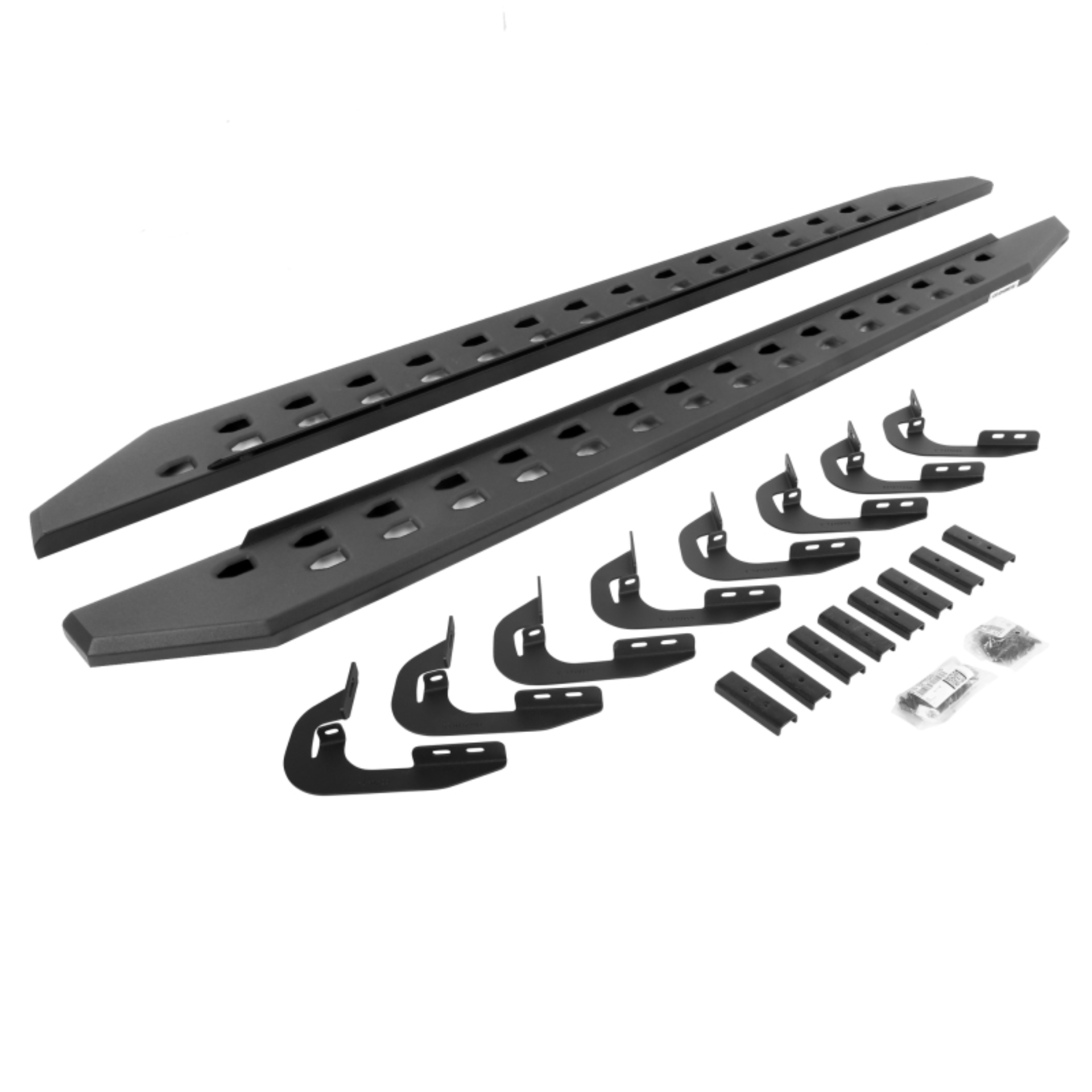 Picture of Go Rhino 15-19 GMC Sierra 2500/3500HD CC 4DR RB20 Slim Running Boards Kit (w/Brackets) - Tex. Blk
