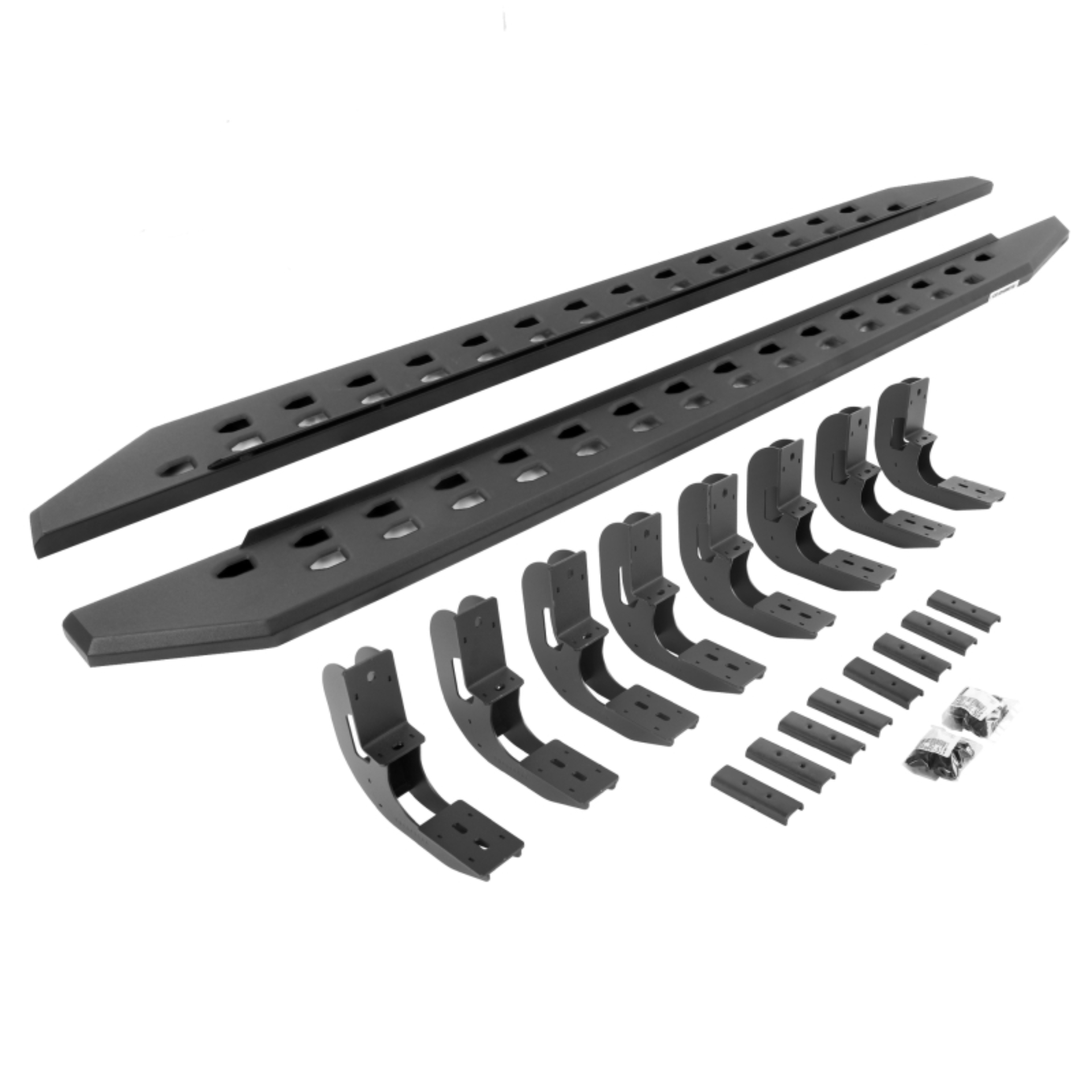 Picture of Go Rhino 19-22 GMC Sierra 1500 CC 4DR (New Bdy) RB20 Slim Running Boards Kit (w/Brackets) - Tex. Blk