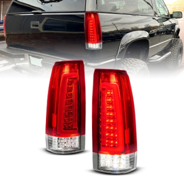 Picture of ANZO 88-99 Chevy C/K1500/2500/3500 Full LED Light Tube Taillights Chrome Housing Red/Clear Lens