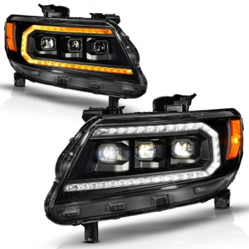 Picture of ANZO 15-22 Chevy Colorado Blk Housing Full LED DRL Projector Headlight w/ Sequential Light Bar