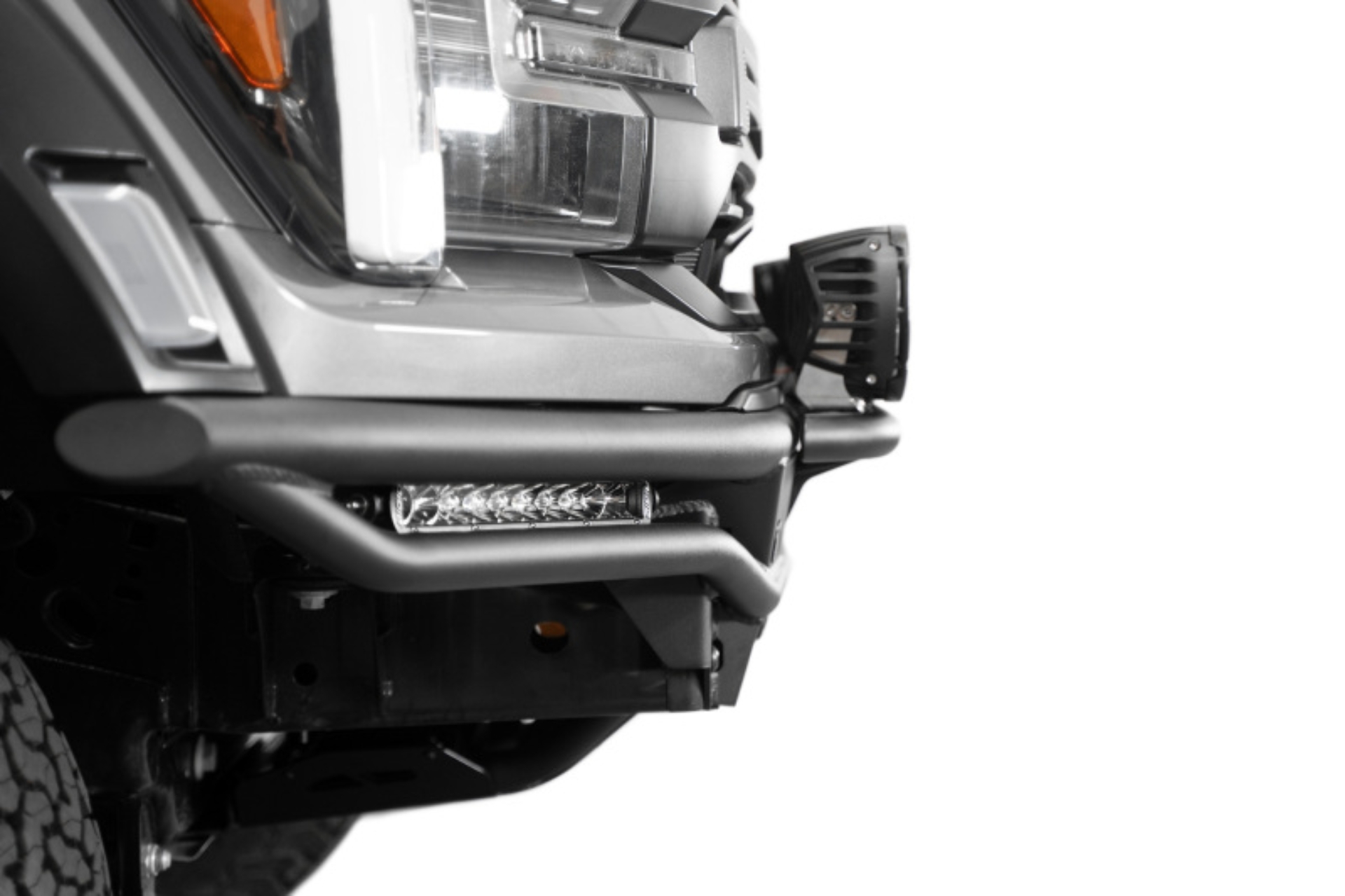 Picture of Addictive Desert Designs 2021-2024 Ford F-150 Raptor Race Series Front Bumper Light Hoop
