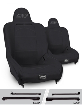 Picture of PRP Premier High Back Suspension Seats Kit for Jeep Wrangler CJ7/YJ (Pair) - Black