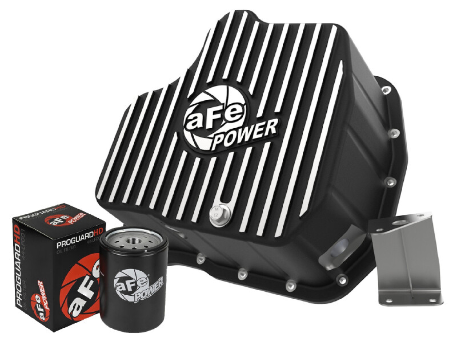 Picture of aFe POWER GM Diesel Trucks 01-10 V8-6.6L (td) Pro Series Engine Oil Pan Black w/ Machined Fins