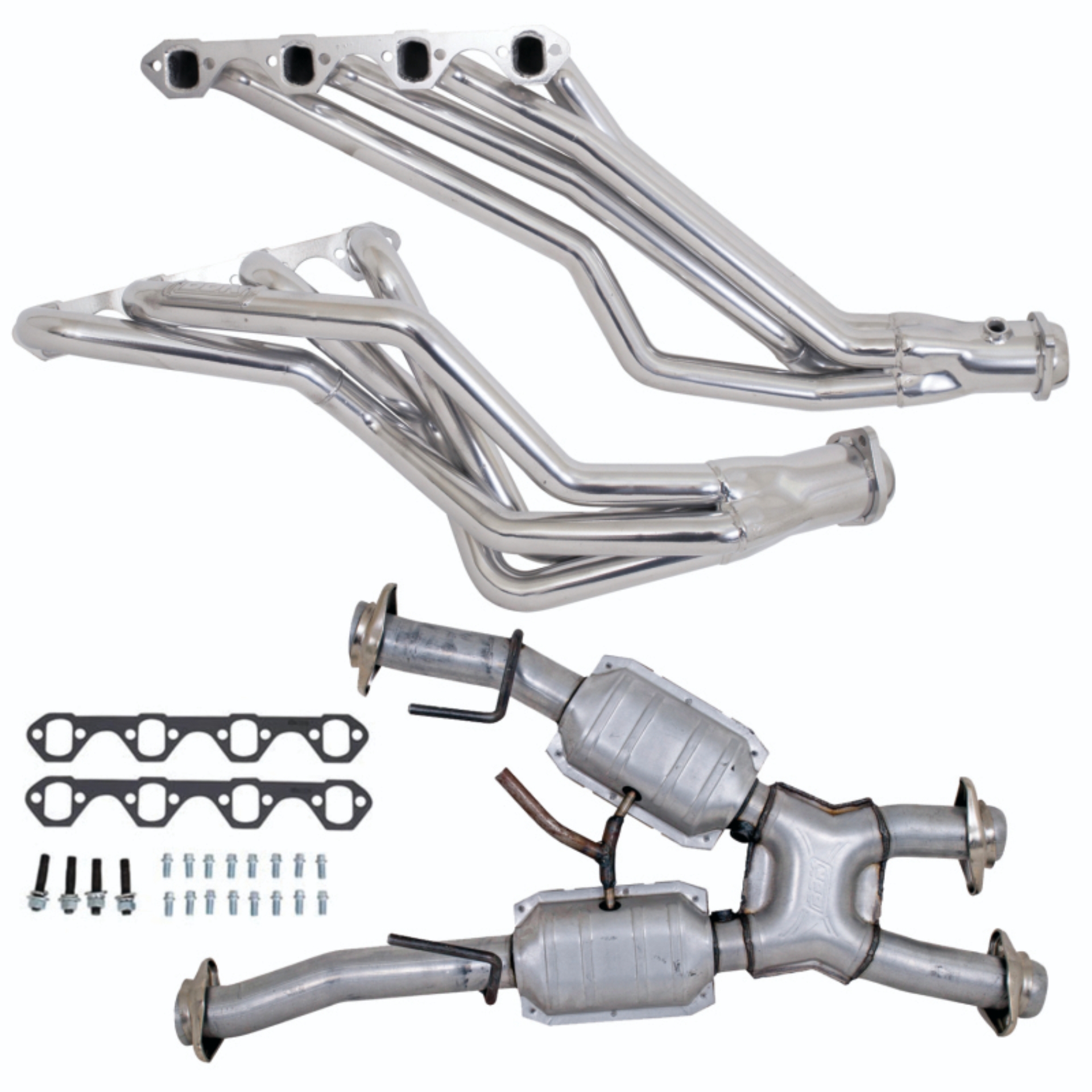 Picture of 79-93 MUSTANG 5.0 1-5/8 LONG TUBE HEADERS AUTO PLUS MID PIPE (SILVER CERAMIC)