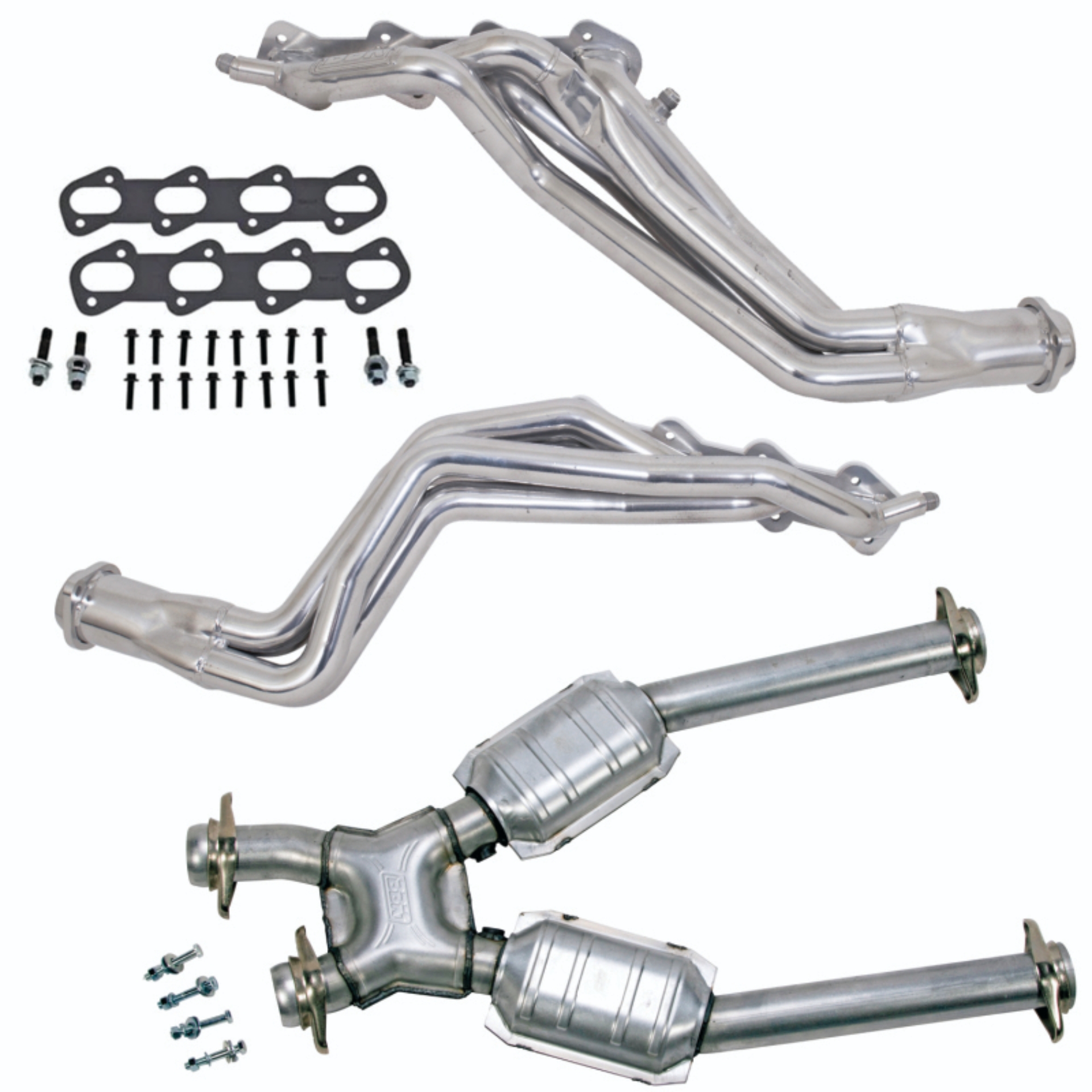 Picture of BBK 96-98 Ford Mustang Cobra 1-5/8 Long Tube Headers w/High Flow Catted X-Pipe (Silver Ceramic)
