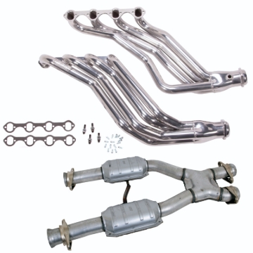 Picture of BBK 79-93 Ford Mustang 5.0L 1-3/4 Long Tube Headers w/High Flow Catted X-Pipe (Silver Ceramic)