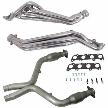 Picture of BBK 11-14 Ford Mustang GT 1-3/4 Long Tube Headers w/High Flow Catted Mid Pipe (Silver Ceramic)