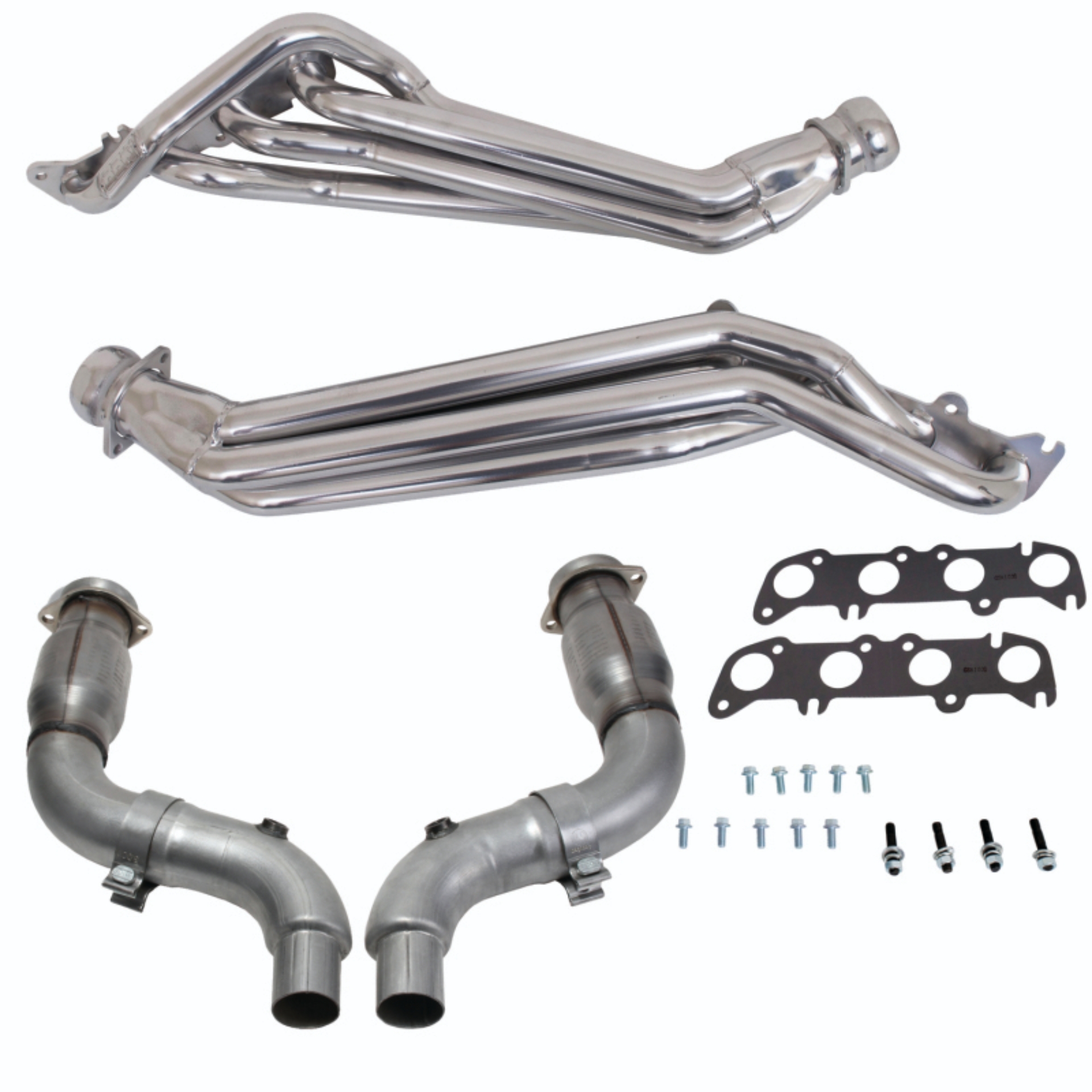 Picture of BBK 15-23 Ford Mustang GT 1-3/4 Long Tube Headers w/High Flow Catted Mid Pipe (Silver Ceramic)