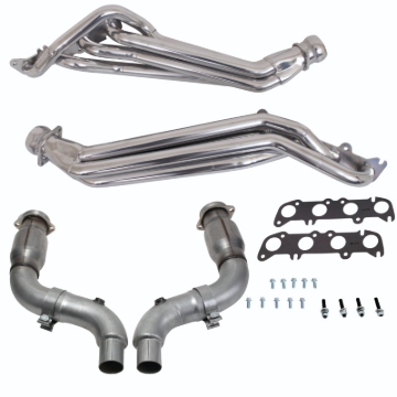 Picture of BBK 15-23 Ford Mustang GT 1-3/4 Long Tube Headers w/High Flow Catted Mid Pipe (Silver Ceramic)