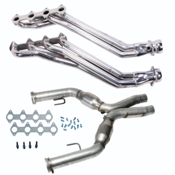 Picture of BBK 05-10 Ford Mustang GT 1 5/8 Long Tube Headers w/High Flow Catted X-Pipe (Silver Ceramic)
