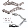 Picture of BBK 15-17 Ford Mustang V6 1-3/4 Long Tube Headers w/High Flow Catted H Pipe (Silver Ceramic)
